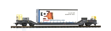 Bemo 2289161 - RhB Sbk-v 7701 Containerwagen mit Planenbehälter "Gasser"