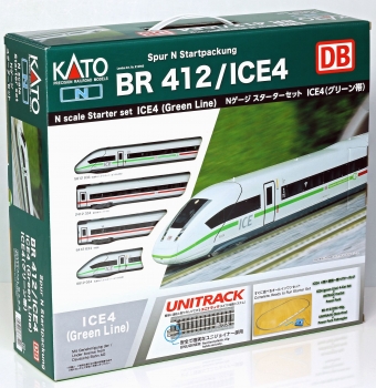 KATO/Lemke K10960 - Spur N ICE4, 4-TLG. DBAG/KLIMASCHÜTZER, STARTSET GLEIS-OVAL, TRAFO