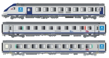 LS Models 1232DC - 3ER SET PERSONENWAGEN VU+VTU SNCF, EP.VI, TER AURA