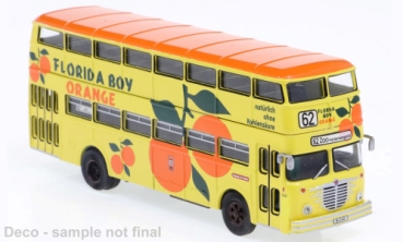 Brekina 61262 - Büssing D2U Doppeldecker, BVG - Florida Boy Orange, Pop-Bus, 1960