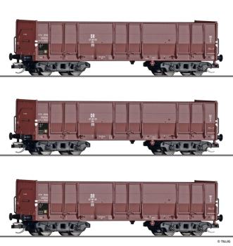 Tillig 01141 - Spur TT offene Güterwagenset Oor der DR