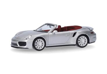 Herpa 038928-003 - Spur HO Porsche 911 (991) Turbo Cabrio, dolomitsilber