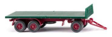 Wiking 044702 - Spur HO Flachpritschen-Anhänger - moosgrün