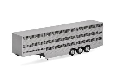 Herpa 076333-003 - Spur H0 Viehtransporterauflieger 3achs, silber lackiert - Chassis schwarz
