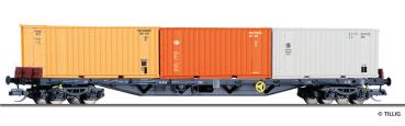 Tillig 18145 - Spur TT Containertragwagen Rgs 3910 mit drei 20‘ Containern, DR, Ep.IV
