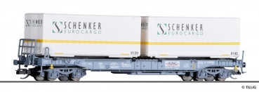 Tillig 18155 - Taschenwagen Sdkmss HUPAC der SBB, beladen mit zwei Wechselbehältern, Ep.V