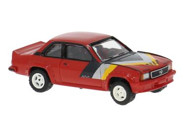Brekina 20771 - Spur HO Opel Ascona B i400 in rot, Dekor gelb/silber