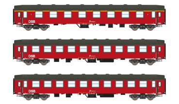 ASM 25001 - Spur N 3er Set Personenwagen UIC-Y, A+B+B DSB, Ep.IV