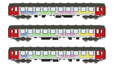 ASM 25500 - Spur N 3er Set Liegewagen UIC-Y, Bc Snälltaget, Ep.V-VI