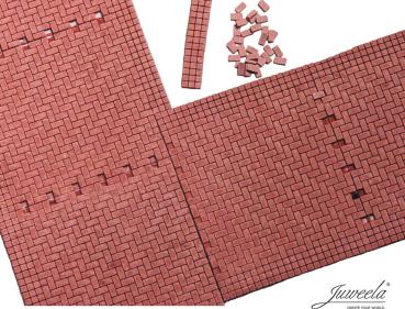 Juweela 28366 - Spur HO FLEXYWAY Pflasterstraße Fischgrät rot, 3x