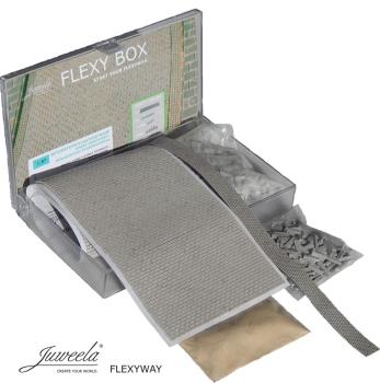 Juweela 28426 Spur HO Flexy Box Betonsteinpflasterstraße grau