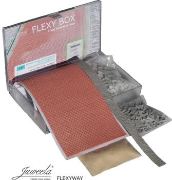 Juweela 28427 Spur HO Flexy Box Betonsteinpflasterstraße rot