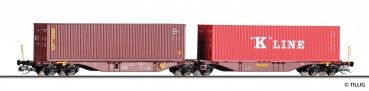 Tillig 18070 - Containertragwagen Sggmrss, Touax, 'K-LINE, GOLD'