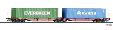 Tillig 18071 - Containertragwagen Sggmrss, GySEV-Cargo, 'EVERGREEN, HANJIN'