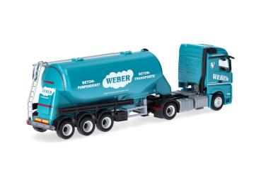 Herpa 320351 - Spur HO Mercedes-Benz Actros '18 Streamspace Eutersilo-Sattelzug "Weber Betonpumpen" (Österreich)