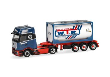 Herpa 320443 - Spur HO Mercedes-Benz Actros L ProCabin Gigaspace 20ft Tankcontainer-Sattelzug "Bermes"
