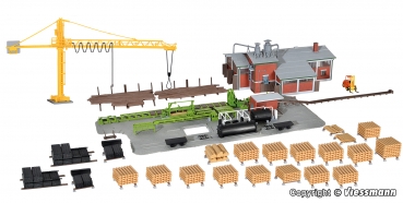 Kibri 39816 - Sägewerk mit Kran, Schwellensäge und Inneneinrichtung