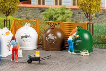 Auhagen 41695 - Spur HO 5 Recycling-Container mit Zubehör