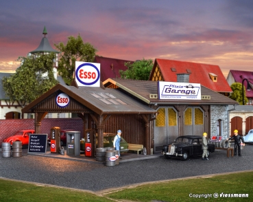 Vollmer 45599 - Spur HO  Reparaturwerkstatt Pfizis Garage mit Tankstelle