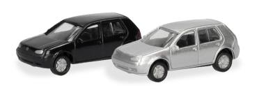 Herpa 066952 - Spur N 2er Set Volkswagen Golf IV, schwarz/silber