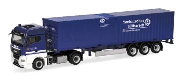 Herpa 321532 - Spur H0 MAN TGX GM Container-Sattelzug "THW Hamburg"