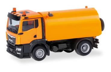 Herpa 321617 - Spur H0 MAN TGS NN Kehrmaschine, kommunalorange