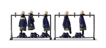 Preiser 17719 - Spur HO Blaue Feuerwehruniformen auf zwei Stände