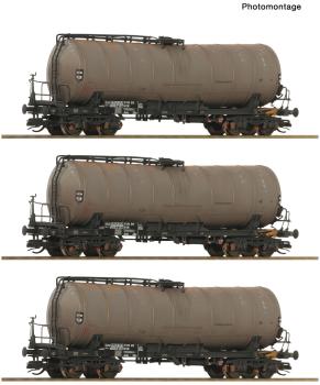 Roco 6680067 Spur TT 3er Set gealterte Knickkesselwagen DR, Epoche IV