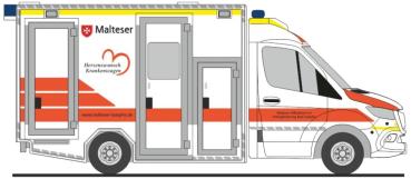 Rietze 76079 - Spur H0 GSF RTW´18 Malteser Herzen - Einsatz Serie 1:87
