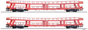 Tillig 01136 - Spur TT 2er Set Autotransportwagen DDm 915, DBAG, Ep.V