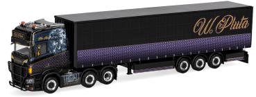 Herpa 321884 - Spur H0  Scania CS 20 Hochdach Gardinenplanen-Sattelzug "Pluta/The King",