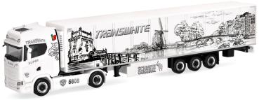 Herpa 322362 - Spur H0 Scania CS 20 Hochdach Kühlkoffer-Sattelzug "Transwhite"
