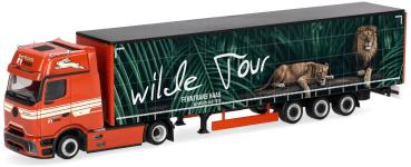 Herpa 322423 - Spur H0 Mercedes-Benz Actros L ProCabin Gigaspace Lowliner-Gardinenplanen-Sattelzug "Ferntrans Haas/Wilde Tour"