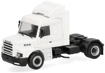 Herpa 322447 - Spur H0 Scania Hauber 143 500 Zugmaschine 2achs, weiß