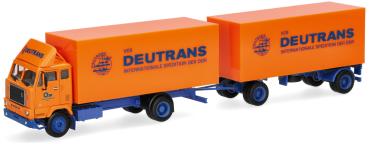 Herpa 322492 - Spur H0 Volvo F88 Koffer-Hängerzug "Deutrans"