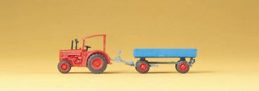 Preiser 79502 - Spur N Hanomag-Schlepper mit Anhänger