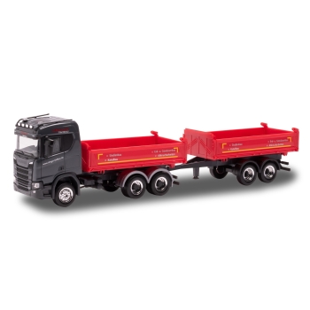 Herpa 952927 - Scania CR Tandem-Baukipper-Hängerzug "Dreger Tiefbau"