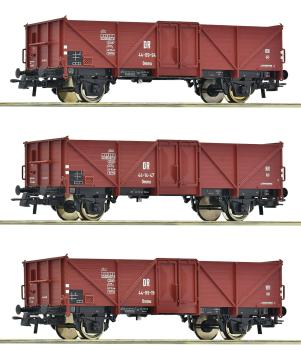 Roco 6600115 - Spur HO 3-tlg. Set: Offene Güterwagen, DR