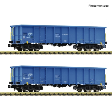 Fleischmann 6660095 - Spur N Wagenset mit zwei 4-achsigen offenen Güterwagen, Gattung Eanos.