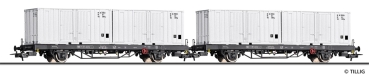 Tillig 70056 - 2er Set Containertragwagen Post aa-t/12,8, DR