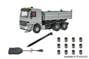 Viessmann 8004 - Spur HO CarMotion Basis Startset, MB ACTROS Muldenkipper mit Rundumleuchten, silber