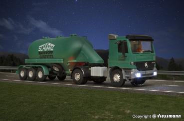 Viessmann 8122 Spur HO MB ACTROS 2-achs Zugmaschine mit Schwarzbau Siloauflieger SL 337, Funktionsmodell