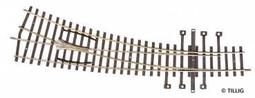 Tillig 82361 - Spur HO Innenbogenweiche rechts, Abzweig 15°, Radius 885, Abzweig 30°, Radius 435