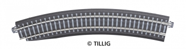 Tillig 83774 -  Spur TT Geb. Bettungsgleis Pass-Stück, R 396mm, grau