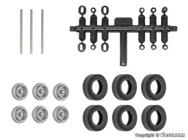 Viessmann 8438 - Spur HO Nachrüst-Set Gummireifen für kibri Anhänger und Auflieger, Einfachbereifung, Ø 10,4 mm