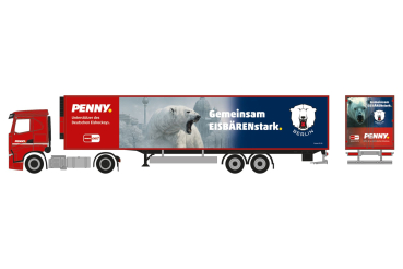 Herpa 962018 - Spur HO Iveco S-Way Kühlkoffer-Sattelzug "PENNY DEL / Eisbären Berlin"