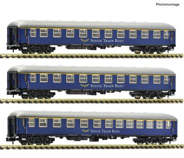 Fleischmann 6260078 - Spur N 3-tlg. Set 1: Schnellzugwagen, Suisse Train Bleu