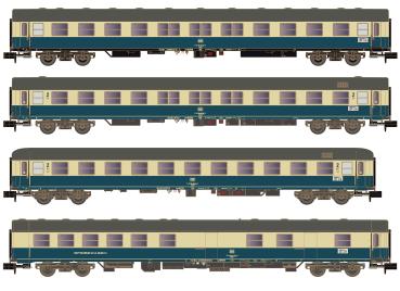 Hobbytrain  H22206 - Spur N 4er Set Personenwagen DB, Ep.IV, Turnus Ferienzug, Set 1