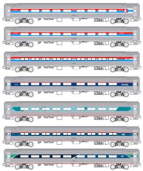 Kato/Lemke  K106-105 - Spur N 7er Set Personenwagen Amfleet Amtrak, Ep.VI, Historic