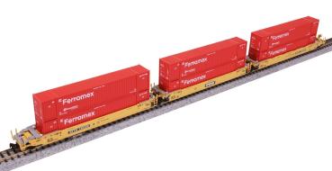 Kato/Lemke K106-6188 - Spur N  3er Set Containerwagen MAXI-IV BNSF, Ep.V-VI